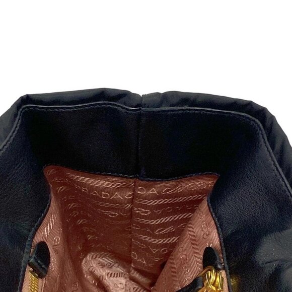 Auth PRADA - BN1601 Black Nylon Leather Tote Bag - Picture 14 of 16